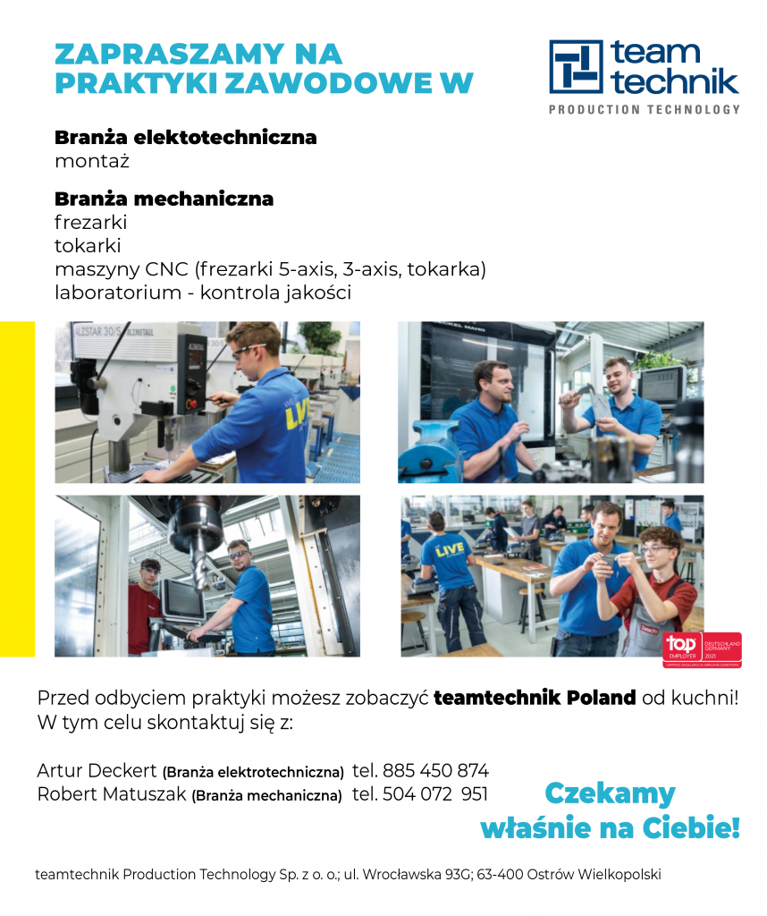 Oferta praktyk zawodowych w TAEM TECHNIK