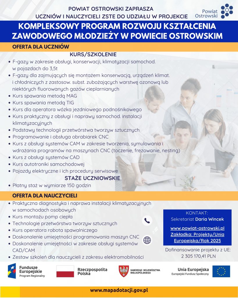 POZALEKCYJNE KURSY ZAWODOWE I STAŻE U PRACODAWCÓW